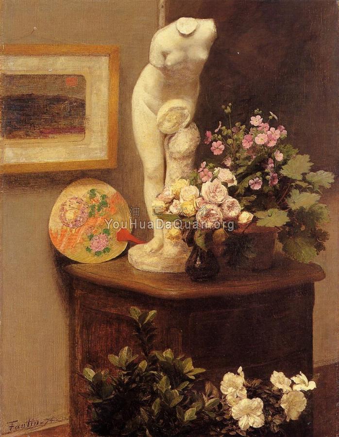 Still Life with Torso and Flowers - 亨利·方丹·拉图尔